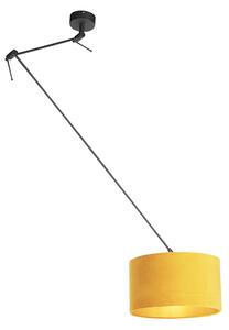 Závesná lampa s velúrovým odtieňom okrová so zlatom 35 cm - Blitz I čierna