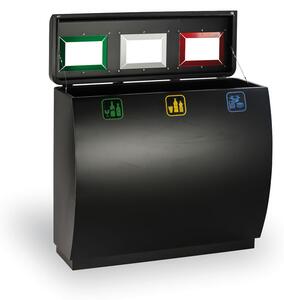 Odpadkový kôš na triedený odpad, 3x50 l, kovový