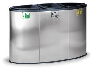 Odpadkový kôš na triedený odpad, 3x 43 l, nerezový