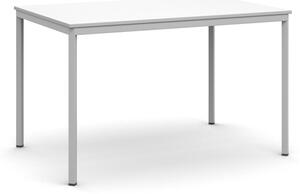 Jedálenský stôl, 1200 x 800 mm, sivá podnož, biela