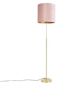 Stojacia lampa zlatá / mosadz s velúrovým odtieňom ružová 40/40 cm - Parte