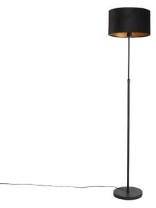 Stojacia lampa čierna s velúrovým odtieňom čierna so zlatom 35 cm - Parte