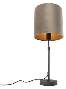 Stolová lampa čierna s velúrovým odtieňom tupá so zlatom 25 cm - Parte