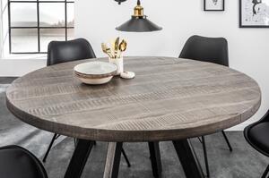 Massive home | Šedý kulatý jídelní stůl z mangového dřeva Iron craft 120 cm 39585