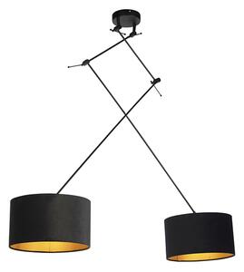 Závesná lampa so zamatovými odtieňmi čierna so zlatou 35 cm - Blitz II čierna
