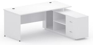 Kancelársky stôl so skrinkou MIRELLI A+ 1600 x 1600 mm, pravý, biely