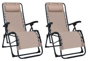 Skladacie terasové stoličky 2 ks sivohnedé textilénové