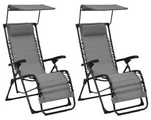 Skladacie terasové stoličky 2 ks textilénové sivé