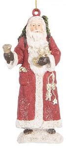 Vianočná závesná dekorácia Santa s nošou a darčekmi - 5*3*11 cm - Clayre & Eef