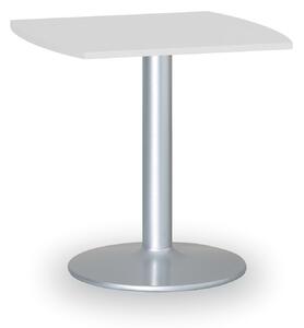Konferenčný stolík ZEUS II, 660x660 mm, sivá podnož, doska biela