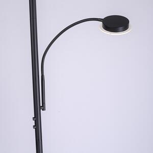 Stojacia lampa čierna vrátane LED s dotykovým stmievačom a čítacím ramenom - Hanz