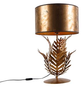 Vintage stolná lampa zlatá s bronzovým tienidlom - Botanica