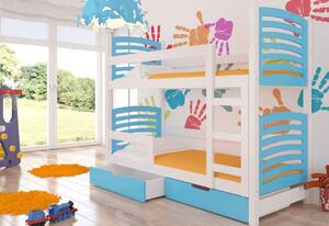 Detská poschodová posteľ OSUNA, 180x75, biela/modrá