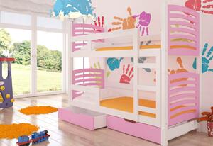 Detská poschodová posteľ OSUNA, 180x75, biela/ružová