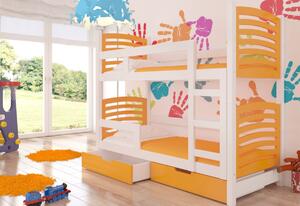 Detská poschodová posteľ OSUNA, 180x75, biela/oranžová