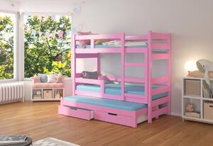 Detská poschodová posteľ KARLO, 180x75, ružová