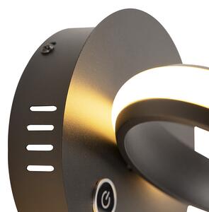 Dizajnové nástenné svietidlo čierne 3-stupňový dotykový stmievač vrátane LED - skrútené