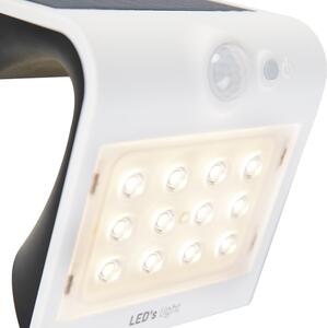 Vonkajšie nástenné svietidlo biele 14,5 cm so stretávacím svetlom a senzorom na solárne - Daya