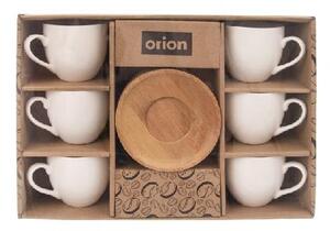 Orion Whiteline - Hrnček s podšálkou, 6 ks, drevo/biela 127288