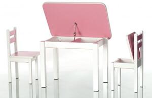 Stol a dve stoličky ST1 růžovo-biela