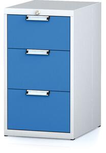 Dielenský zásuvkový box na náradie MECHANIC, 3 zásuvky, 480 x 600 x 840 mm, modré dvere