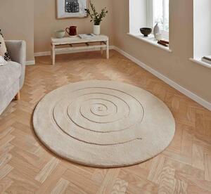 Krémovobiely vlnený koberec Think Rugs Spiral, ⌀ 180 cm