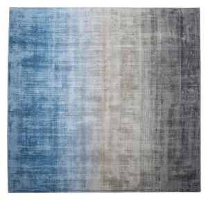 Koberec sivý s modrým 200x200 cm tieňovaný ombre efekt viskózový moderná obývacia izba