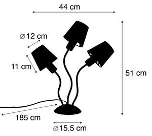 Dizajnová stolná lampa čierna 3-svetlá s upínacími tienidlami - Wimme