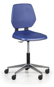 Pracovná stolička ALLOY PU, nízka, na kolieskach, modrá