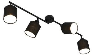 Moderné stropné svietidlo čierne 89,5 cm 4-svetelné nastaviteľné - Hetta