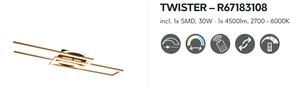 Stropné svietidlo TWISTER Mosadz mat. LED30W, 2700-6000K