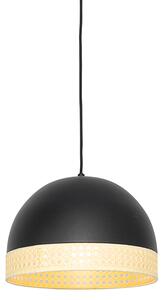 Orientálne závesné svietidlo čierne s ratanom 30 cm - Magna Rotan