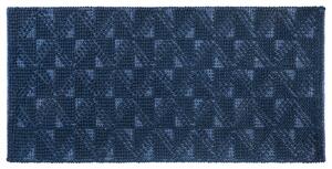 Koberec Modrý vlnený 80 x 150 cm, geometrický vzor, ručne tkaný chodník, moderný štýl