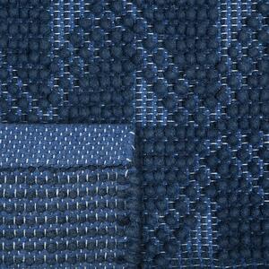 Koberec Modrý vlnený 80 x 150 cm, geometrický vzor, ručne tkaný chodník, moderný štýl
