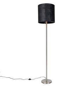 Moderná stojanová lampa oceľová čierna tkanina tienidlo 40 cm - Simplo