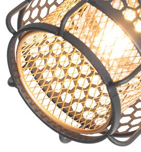 Dizajnová stojaca lampa čierna so zlatým 3-svetlom - Noud