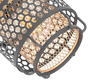 Dizajnové stropné svietidlo čierne so zlatým 2-svetlom - Noud