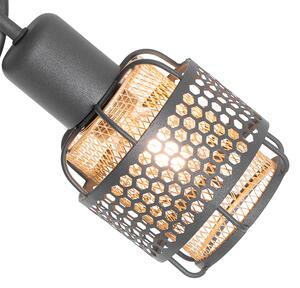Dizajnové stropné svietidlo čierne so zlatým 3-svetlom - Noud