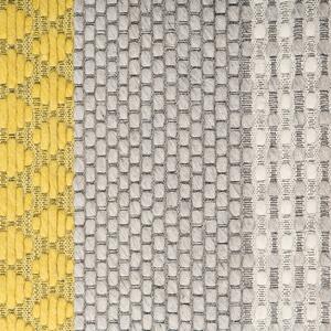 Koberec sivý a žltý vlnený 140 x 200 cm, geometrický vzor, tkaný žakár, moderný štýl