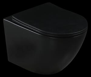 Invena Tavro, závesná misa 490x360x350 mm + WC sedadlo, QFS, čierna matná, INV-CE-71-005-Y