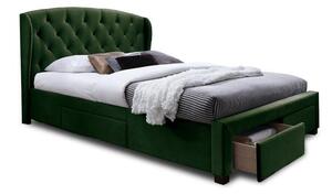 Čalúnená posteľ Etienne 160x200, zelená, vrátane roštu a ÚP