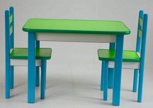 Stol a dve stoličky ST1 modro/zelená