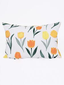 Bavlnená obliečka na vankúš Renforcé 40 × 60 cm - Kvety tulipánov oranžové