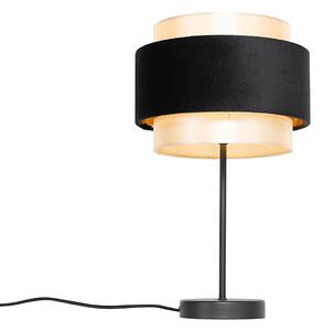 Moderná stolná lampa čierna so zlatou - Elif