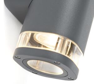 Moderné vonkajšie nástenné svietidlo hranaté 2-svetlé tmavosivé - Fox