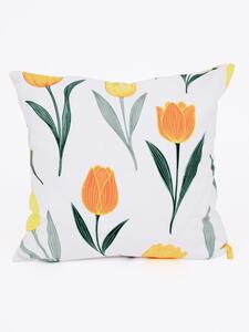 Bavlnená obliečka na vankúš Renforcé 40 × 40 cm - Kvety tulipánov oranžové