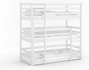 Poschodová posteľ pre 3 deti Treko 80x160 Biela