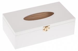 Krabička drevená na vreckovky 14,2x26,2x8,2 cm zapínanie - biela