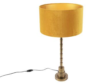 Stolová lampa v štýle art deco so zamatovým odtieňom žltá 35 cm - Pisos