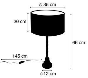 Stolná lampa v štýle art deco čierna, 35 cm zamatový odtieň taupe - Pisos